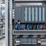 PLC e moduli di controllo in un quadro di automazione industriale